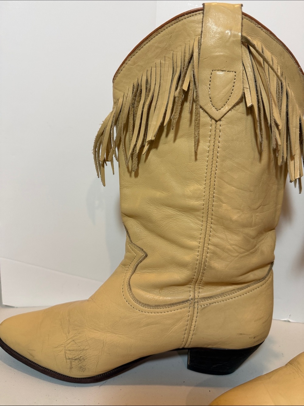 Vintage Acme Leather Fringe Boots 8 - Picture 3 of 11